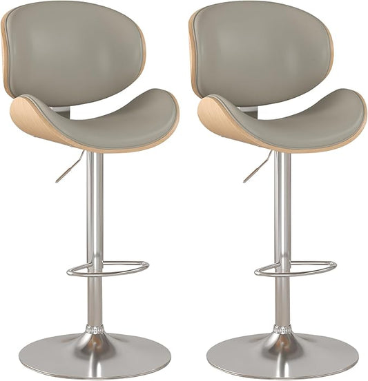 KCC Bar Stools Set of 2, Swivel Adjustable Height Barstools, PU Leather by KCC