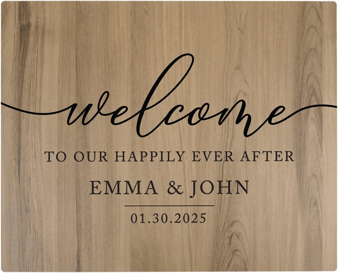 Andaz Press Personalized Large Wooden Welcome Sign for Wedding Rustic Welcome Sign 16" x 20" Custom Names Happily Ever After Wedding Signage English Oak MDF Wood Finish Reception Indoor Outdoor Signs