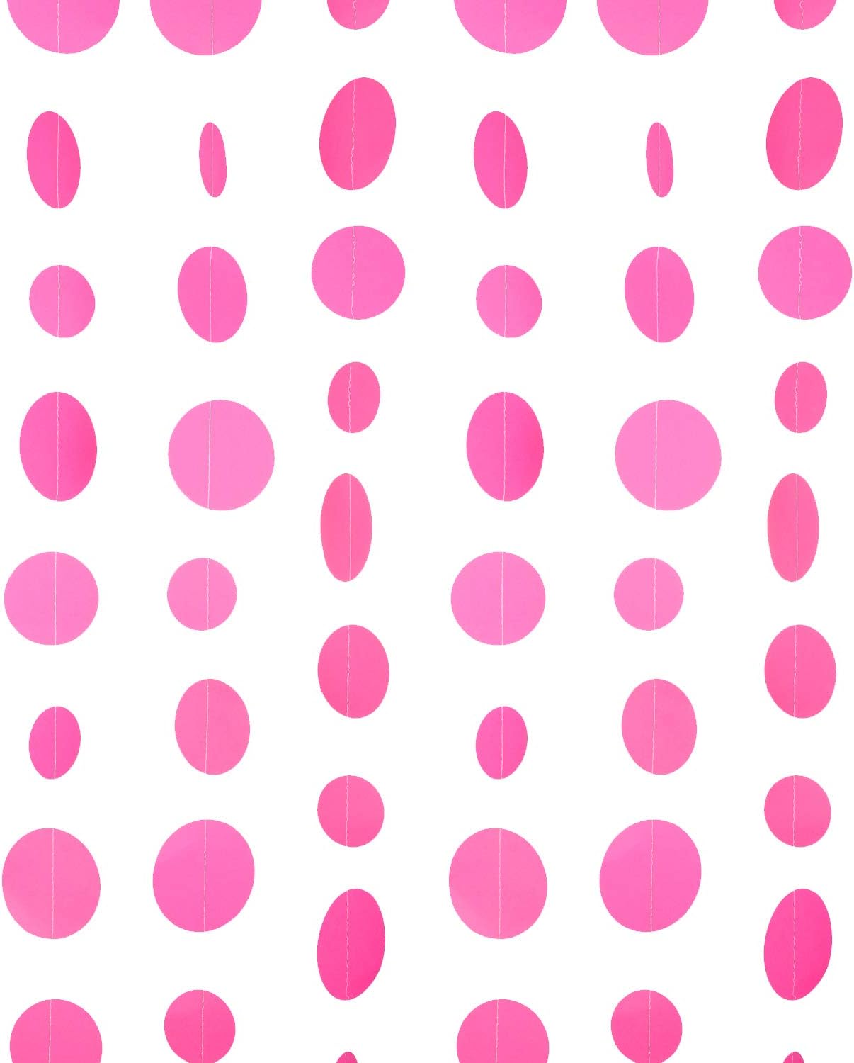 Hot Pink Paper Garland Circle Dot Party Banner Wall Streamers Backdrop Ceiling Hanging Decorations, 20 Feet in Total
