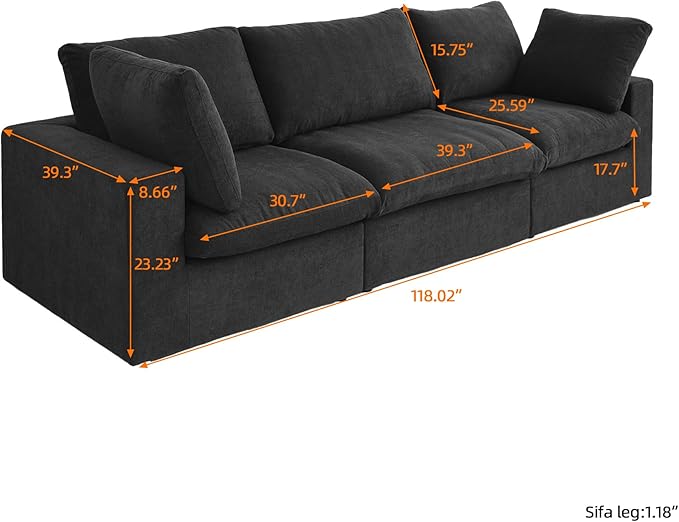 WJShome Cloud Modular Sectional Couch, 120.45" Convertible Couch - Image 2