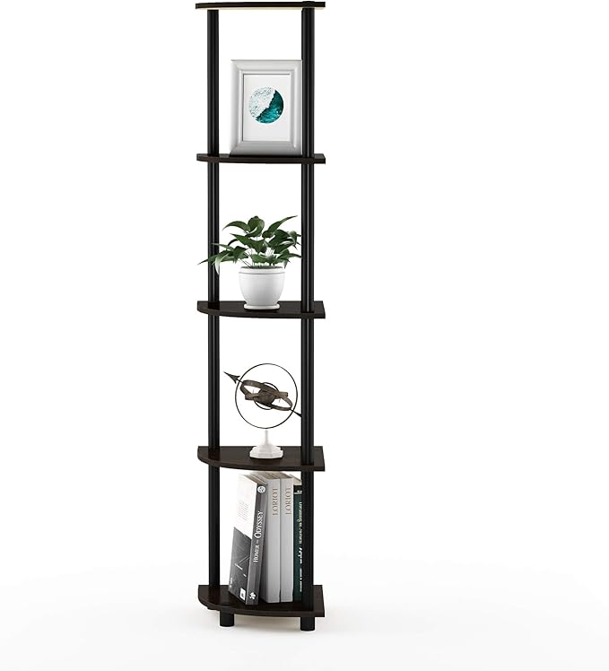 Furinno TURN-N-TUBE Corner Shelf, 5-Tier Corner Bookshelf, Open Storage Shelves - Image 6