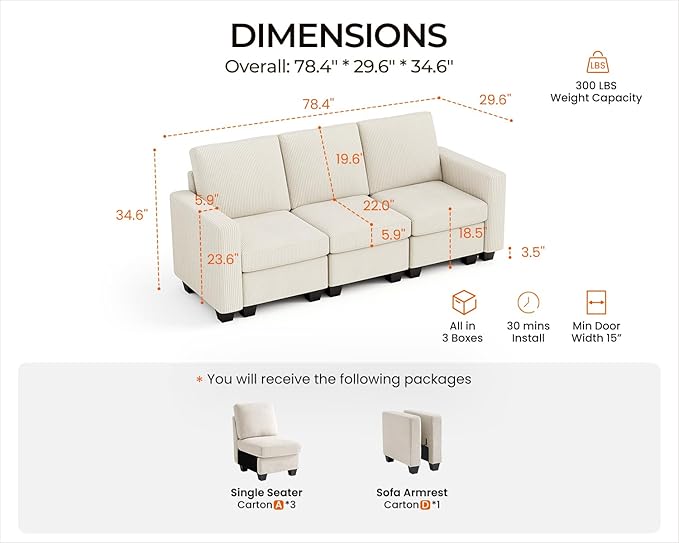 CHIC HOUSE Modular Sectional Sofa - Image 2