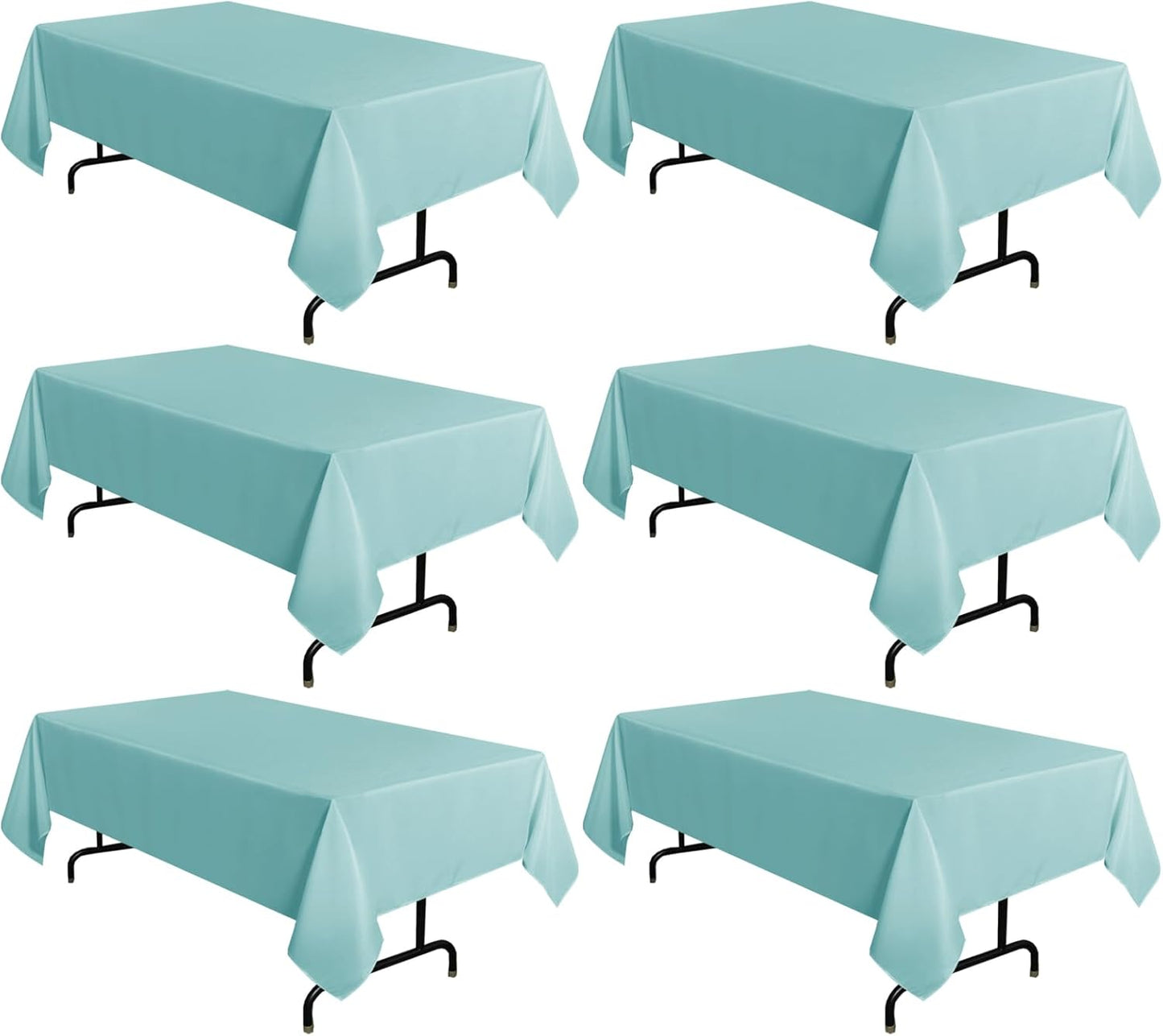 sancua 6 Pack Turquoise Tablecloth 60 x 102 Inch, Rectangle Table Cloth for 6 Feet Tables - Stain and Wrinkle Resistant Washable Polyester Table Cover for Dining Tables, Buffet Parties and Camping