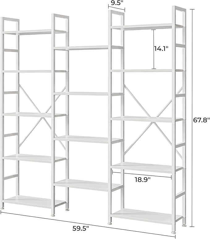 SUPERJARE Triple Bookshelf, Bookcase - Image 3