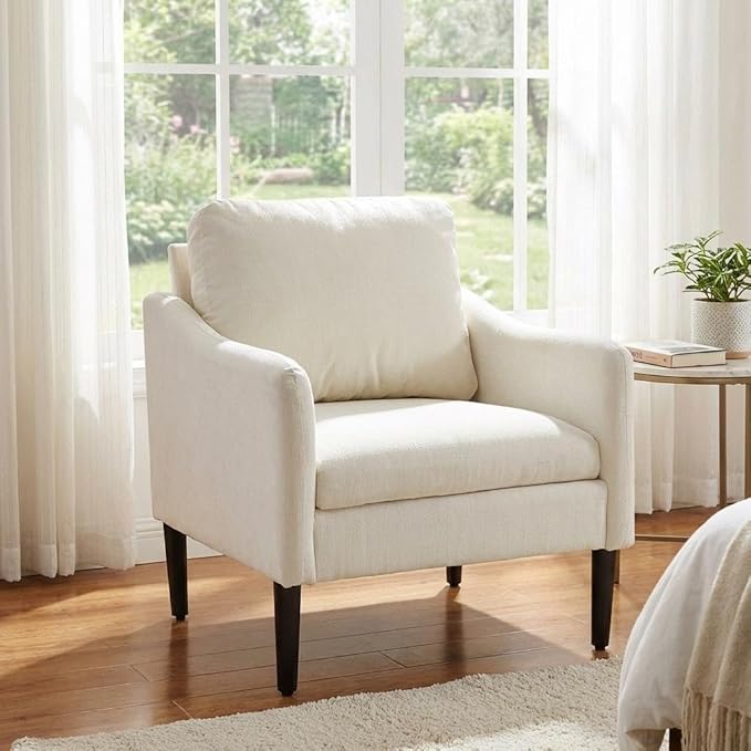 Mid Century Modern Accent Chair, Chenille Fabric Armchair by Unknown