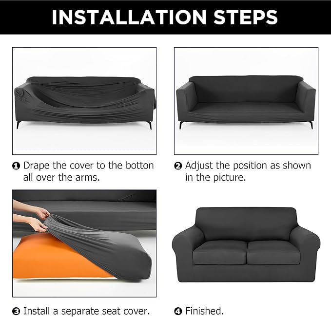 HunnmingRe Sofa Covers for 3 Cushion Couch Stretch Sofa and Loveseat Covers Set - Image 3
