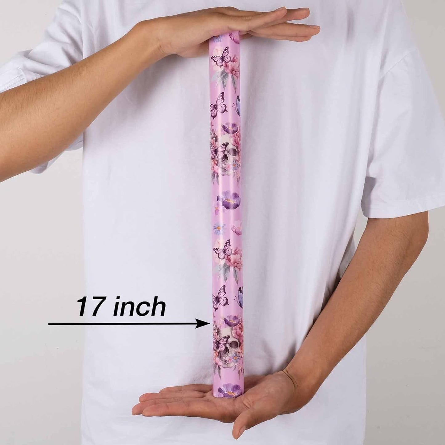 Aimyoo Gothic Wrapping Paper Roll, 17 Inch X 16.5 Feet Skull Floral Butterfly Design Gift Wrap Paper for Mother's Day, Birthday Bridal Shower