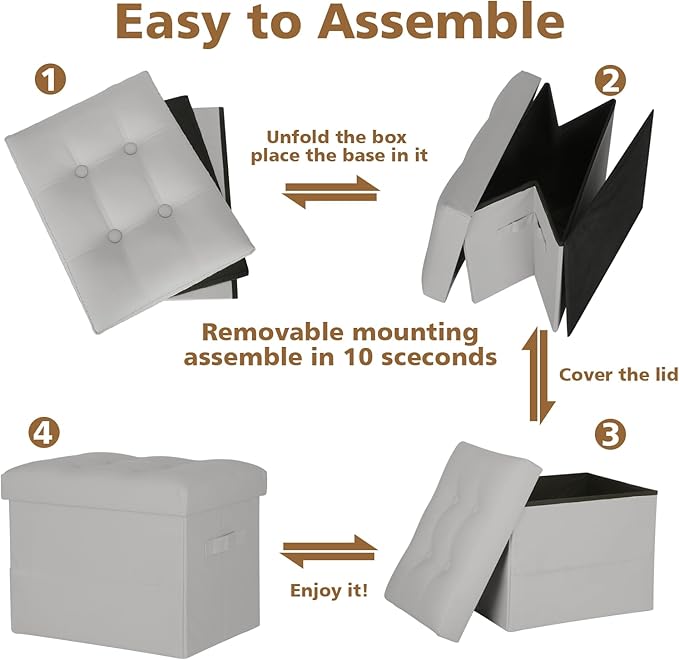 BelugaHelper Folding Storage Ottoman. Foot Rest Stool - Image 7