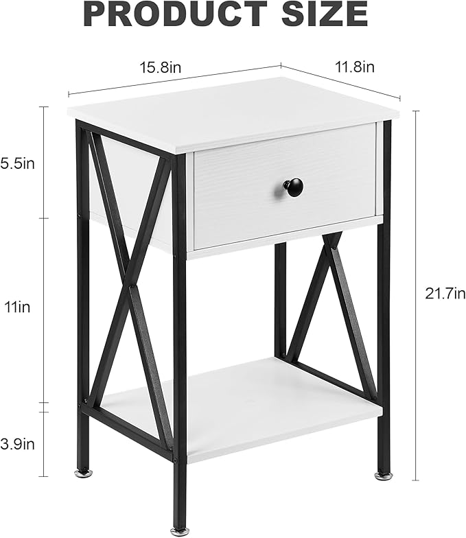 VECELO Nightstands Set of 2, Modern Bedside End Tables, Night Stands - Image 2