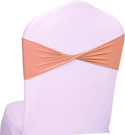 VDS Pack of 300 PCS | Coral Peach | Spandex Chair Sashes Bows Without Buckle | Stretch Elastic Banquet Universal Folding Chair Band Tie with for Wedding Party Conference Celebration Event Decoration