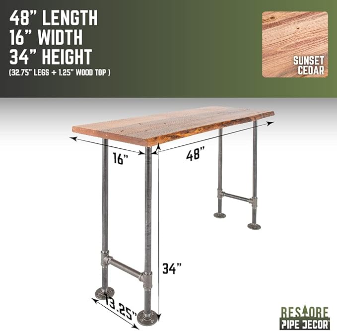 Restore by Pipe DÉCOR Live Edge Wood Console Table 48 in. x 16 in. x 34 in. - Image 3