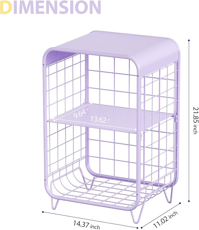 APEXCHASER Cute Kids Nightstand, Metal Side Table, 3 Tier End Table - Image 3