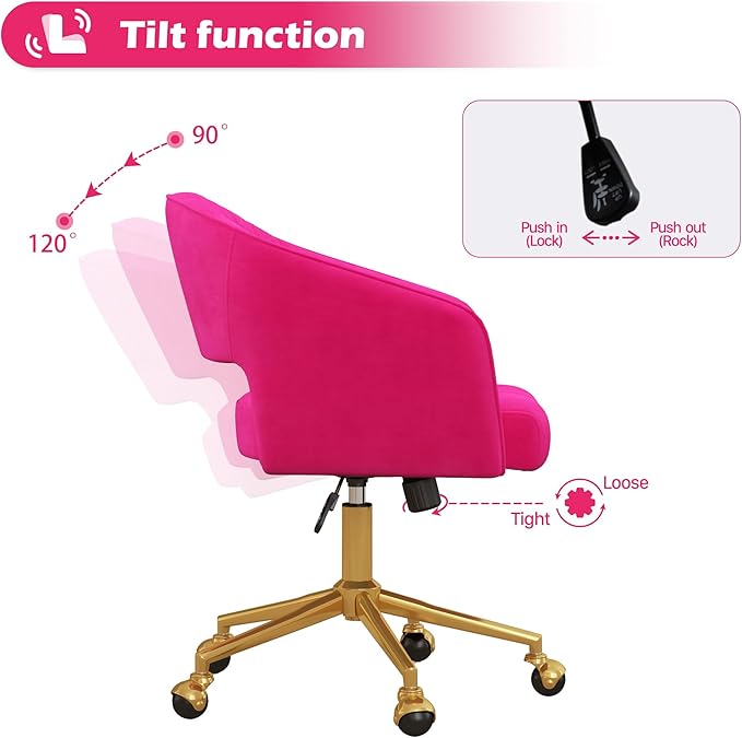 Home Office Chair Swivel Velvet Desk Chair Accent Armchair Upholstered Modern - Image 5