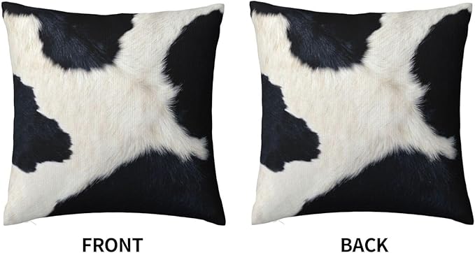 Black and White Western Cow Print Pillow Covers 18x18 Set of 2, Cowhide Accent - Image 2