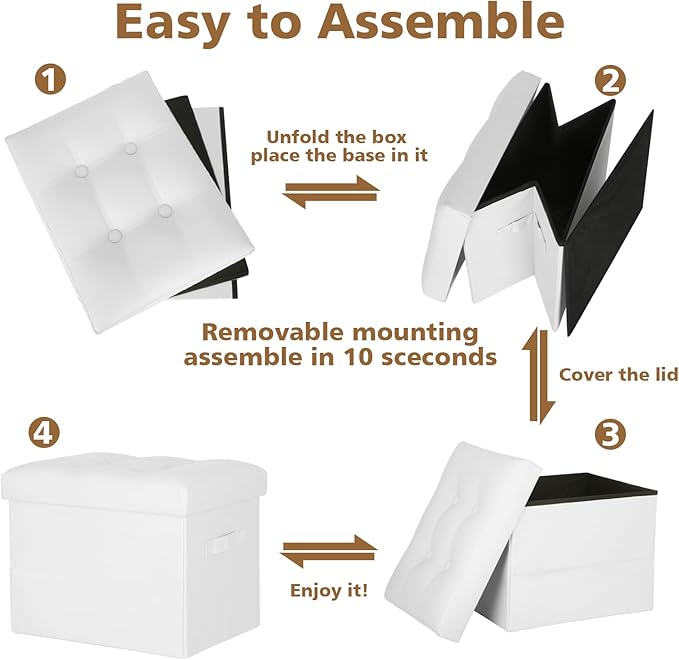 BelugaHelper Ottoman with Storage. Leather Foldable Ottomans with Thick Foam - Image 6