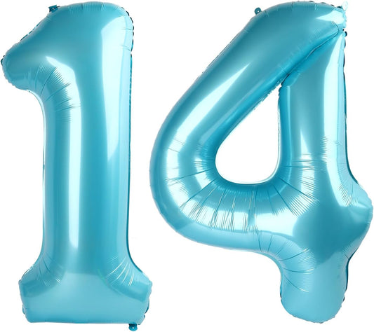 pearl blue 14 Number Balloon