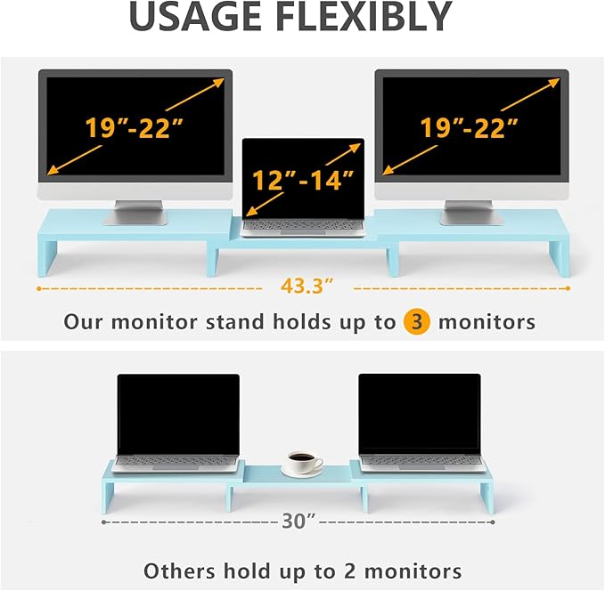 TAVR Dual Monitor Stand Riser Office Desktop Organizer Stand - Image 5