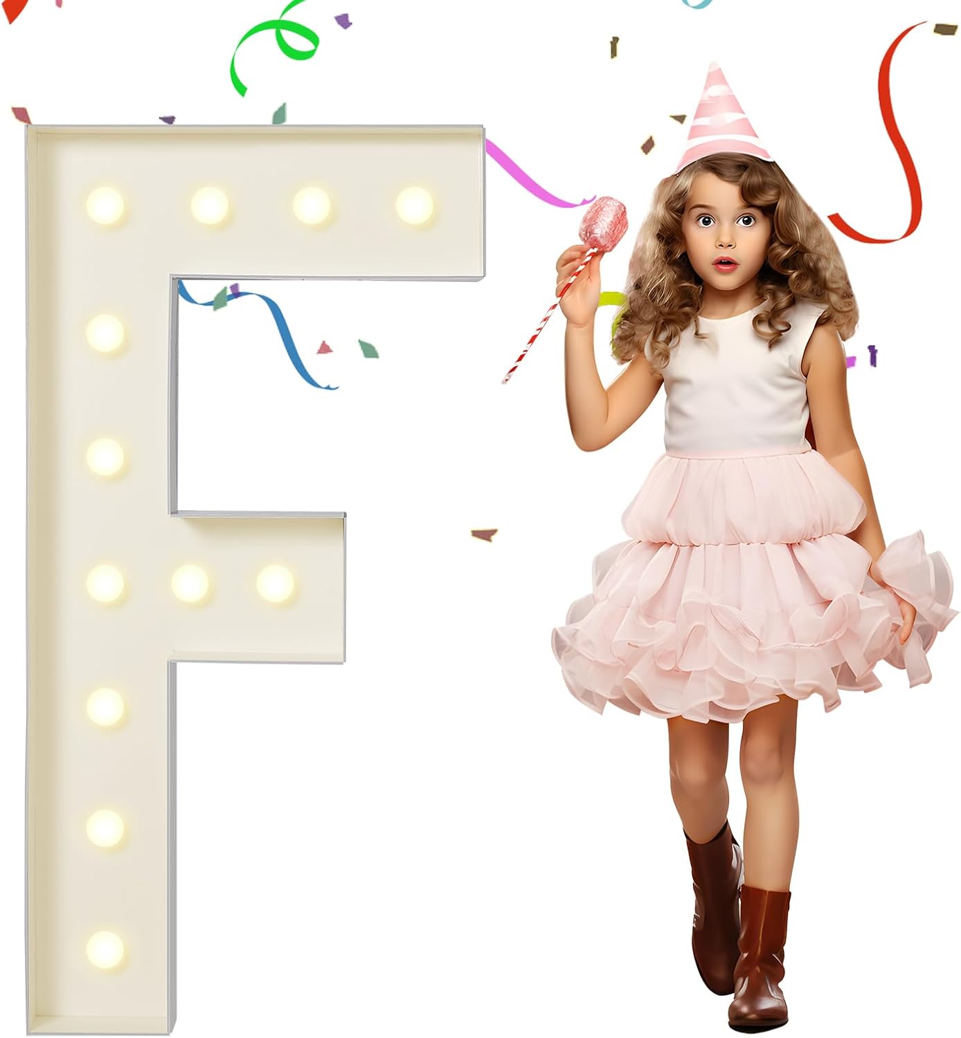 eufony Marquee Letters 4 Feet Tall, 4 FT Marquee Light Up Letters, Giant Light Up Letters 4FT for Birthday Party Baby Shower Gender Reveal Graduation Decorations, Letter F with LED Lights DIY Kit