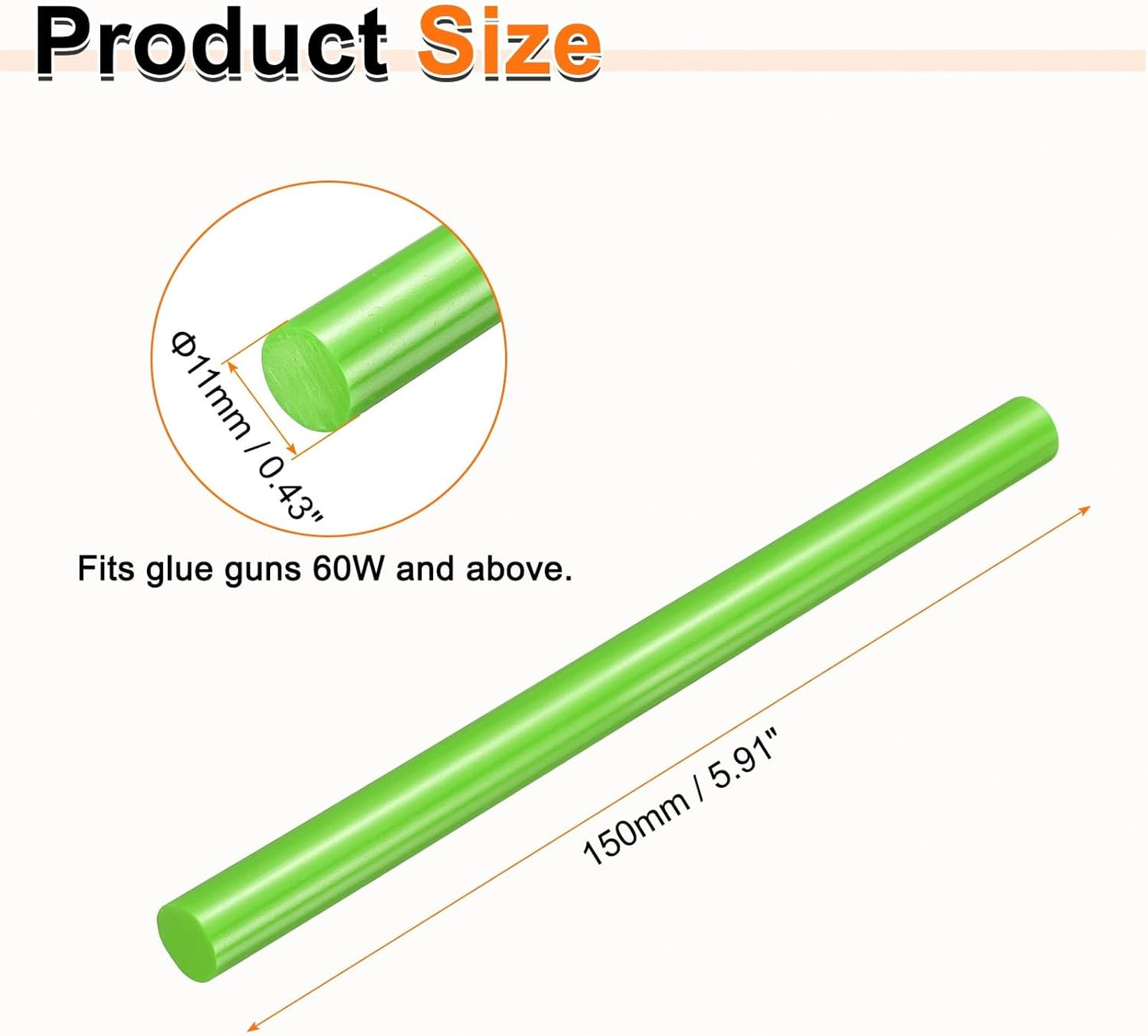 HARFINGTON 10pcs Hot Glue Sticks 0.43" Dia x 5.91" Long EVA Mini Hot Melt Adhesive Glue Stick for Hot Melt Gun Wood Plastic Glass Flowers Fabrics Foam, Light Green