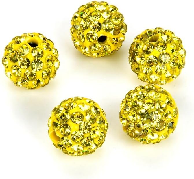 100pcs Adabele Grade A Suncatcher Crystal Rhinestone Pave Loose Beads 8mm Citrine Yellow Polymer Clay Disco Ball Spacers Compatible with Shamballa All Craft Jewelry Making DB8-29