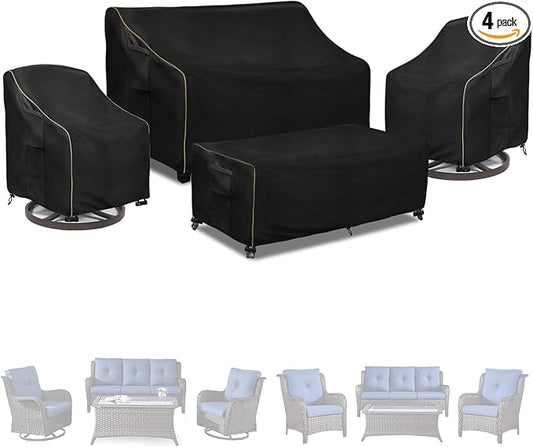 Patio Furniture Covers 4 Piece Set, 600D Heavy Duty Outdoor Furniture Covers by LSongSKY