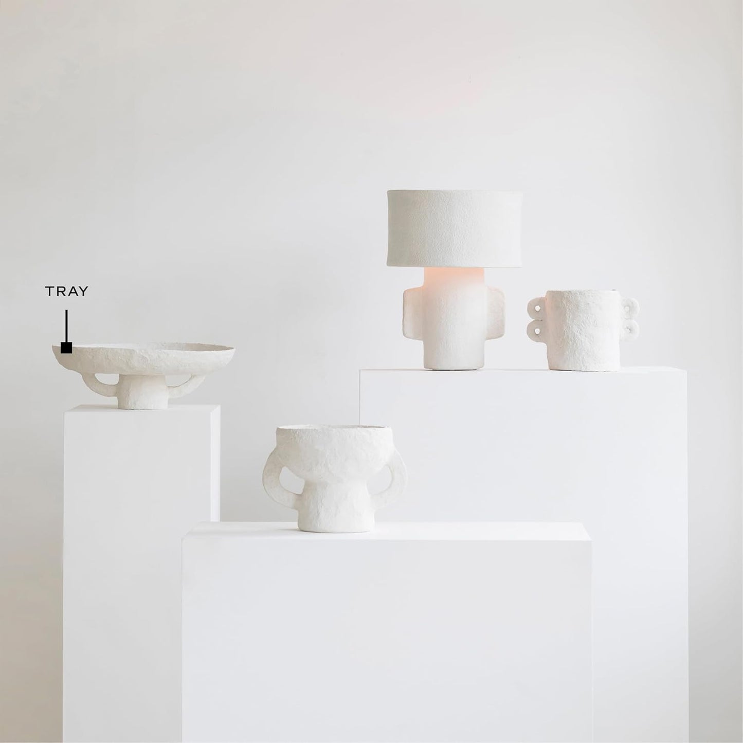 Serax Decorative Tray | Earth interior accessories by Marie Michielssen | Paper Mache Table Decor and Food Display | Round Home and Kitchen Organization | Hosting Essentials | White Trays for eating