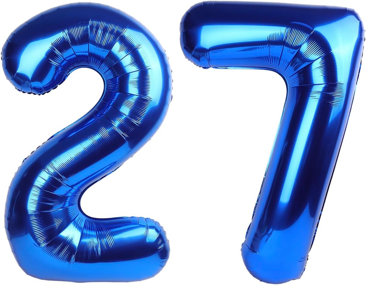 Giant Navy Blue 27 Balloon Number 40 Inch, 27 Number Balloons Birthday Supplies, 27 Year Old Birthday Party Celebration, 27 Balloons Graduations Anniversary Decorations