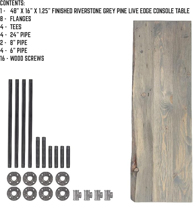 Restore by Pipe DÉCOR Live Edge Wood Console Table 48 in. x 16 in. x 34 in. - Image 8