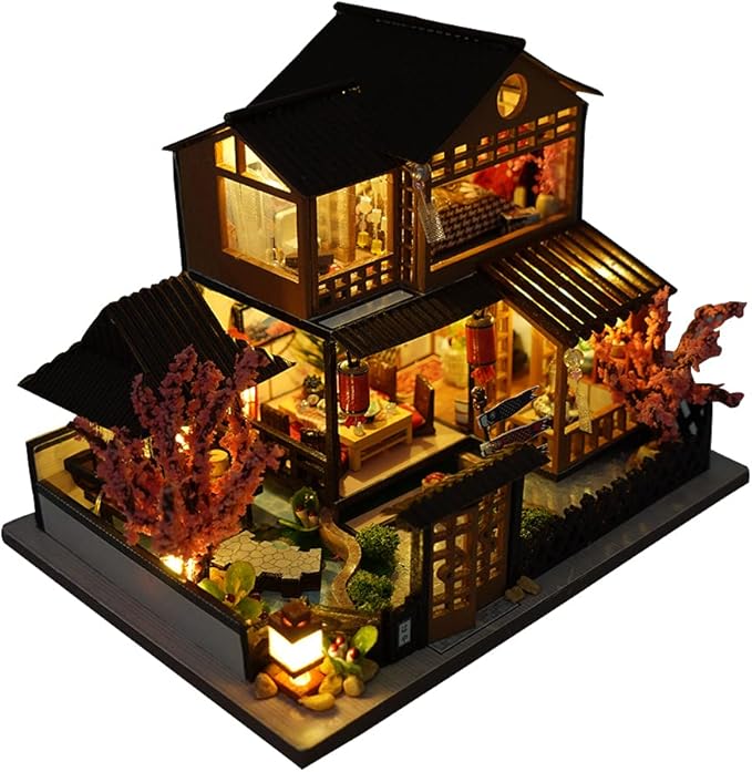 TOPBSFARNY Miniature Wooden Dollhouse Japanese House DIY Doll House Kit Villa by TOPBSFARNY