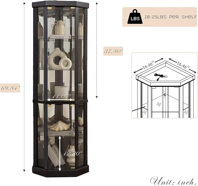 Anwick Corner Display Curio Cabinets - Image 2