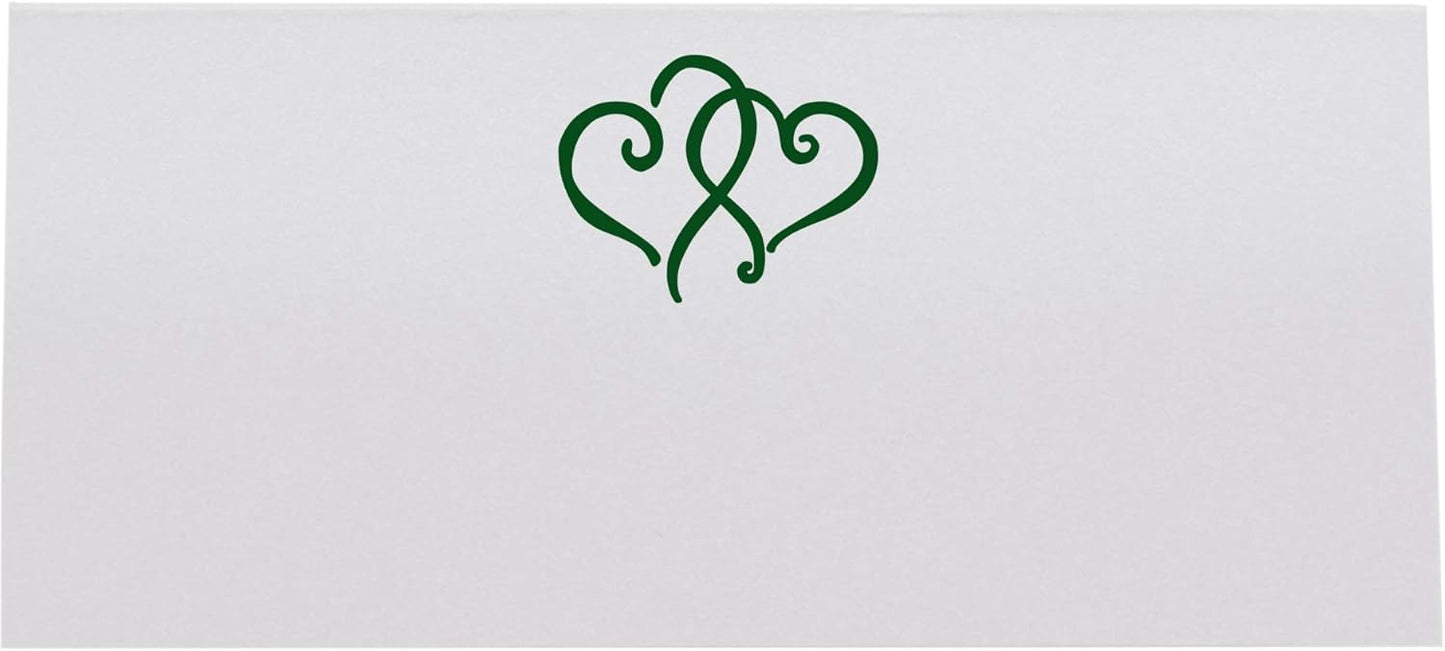 Linked Hearts Printable Place Cards, Hunter Green (Choose Color), Set of 60 (10 Sheets), Laser & Inkjet Printers - Wedding, Party, Dinner, and Special Events - Made in the USA