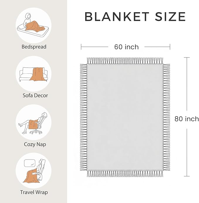 LUTBM Boho Throw Blanket for Bed 100% Cotton Soft Quilt Summer Lightweight - Image 5