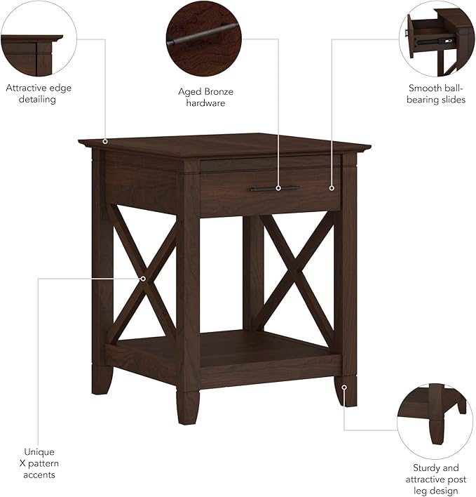 Bush Home End Table with Drawer, Nightstand with Storage, Living Room and - Image 5