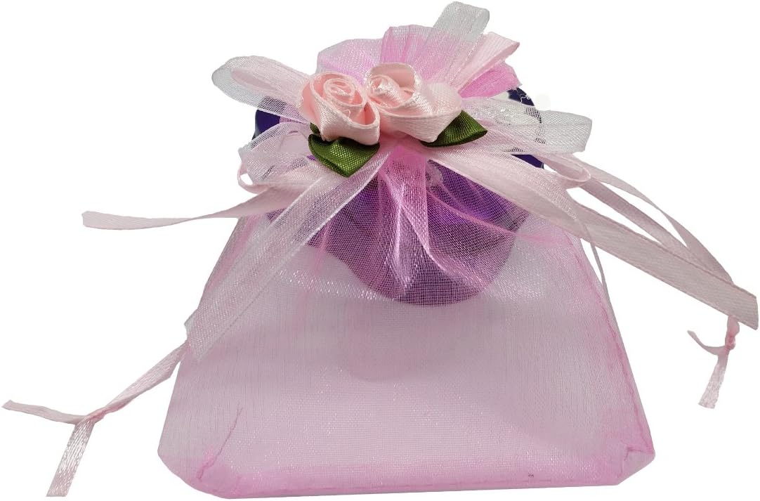 Ankirol 50pcs Sheer Organza Favor Bags For Wedding 3.8x4.8'' Gift Bags Samples Display Drawstring Rose Pouches (pink)