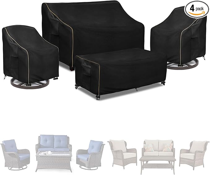 Patio Furniture Covers 4 Piece Set, 600D Heavy Duty Outdoor Furniture Covers by LSongSKY