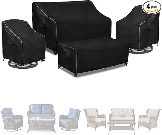 Patio Furniture Covers 4 Piece Set, 600D Heavy Duty Outdoor Furniture Covers by LSongSKY