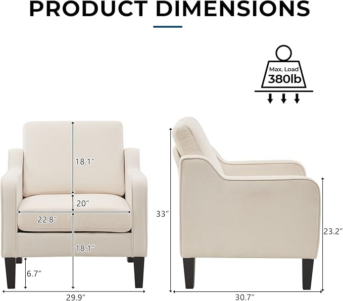 VINGLI Mid Century Modern Accent Chair, Waiting Room - Image 2