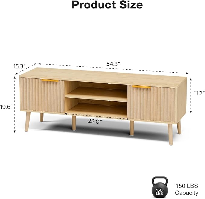 LCRBOL TV Stand for Living Room, Boho Entertainment Center for 55/60 inch TVs - Image 2