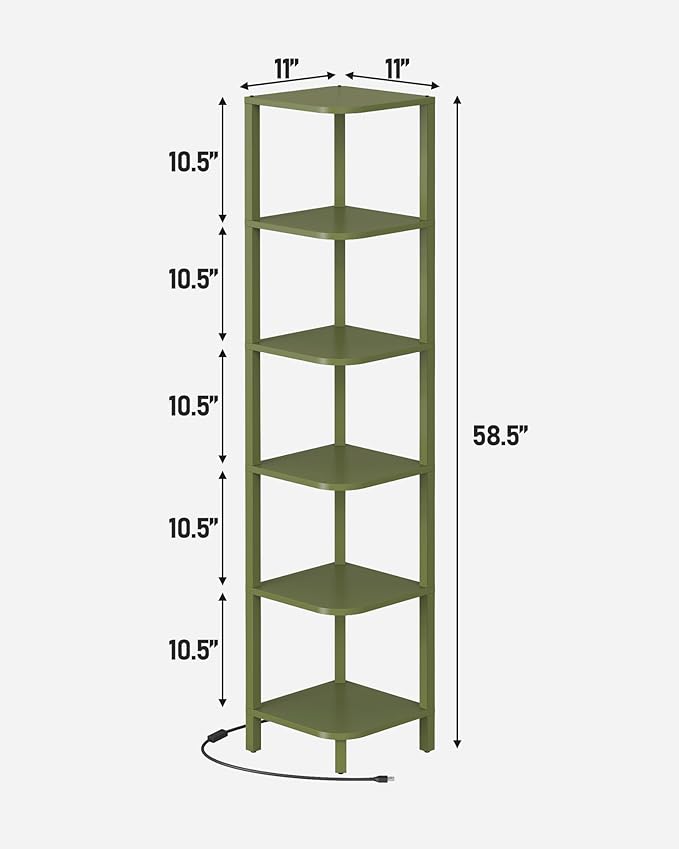 TUTOTAK Corner Shelf with LED Light, 6-Tier Corner Bookshelf - Image 2