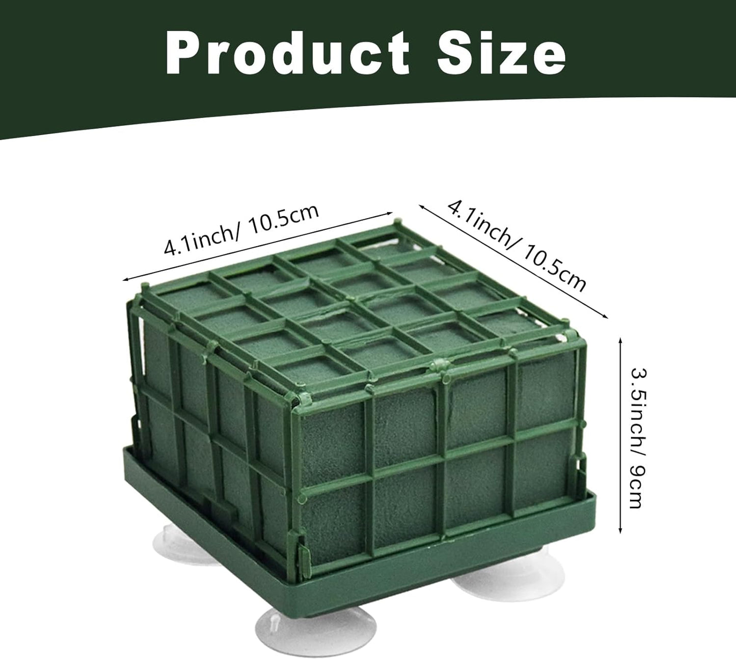 Krijues 2 Pcs Floral Foam Cage for Flowers for Christmas DIY Crafts, Square Flower Holder with Floral Foam for Fresh Flower Arrangement Decoration, Wedding, Interior and Garden 4.1 x 4.1 x 3.1 Inch