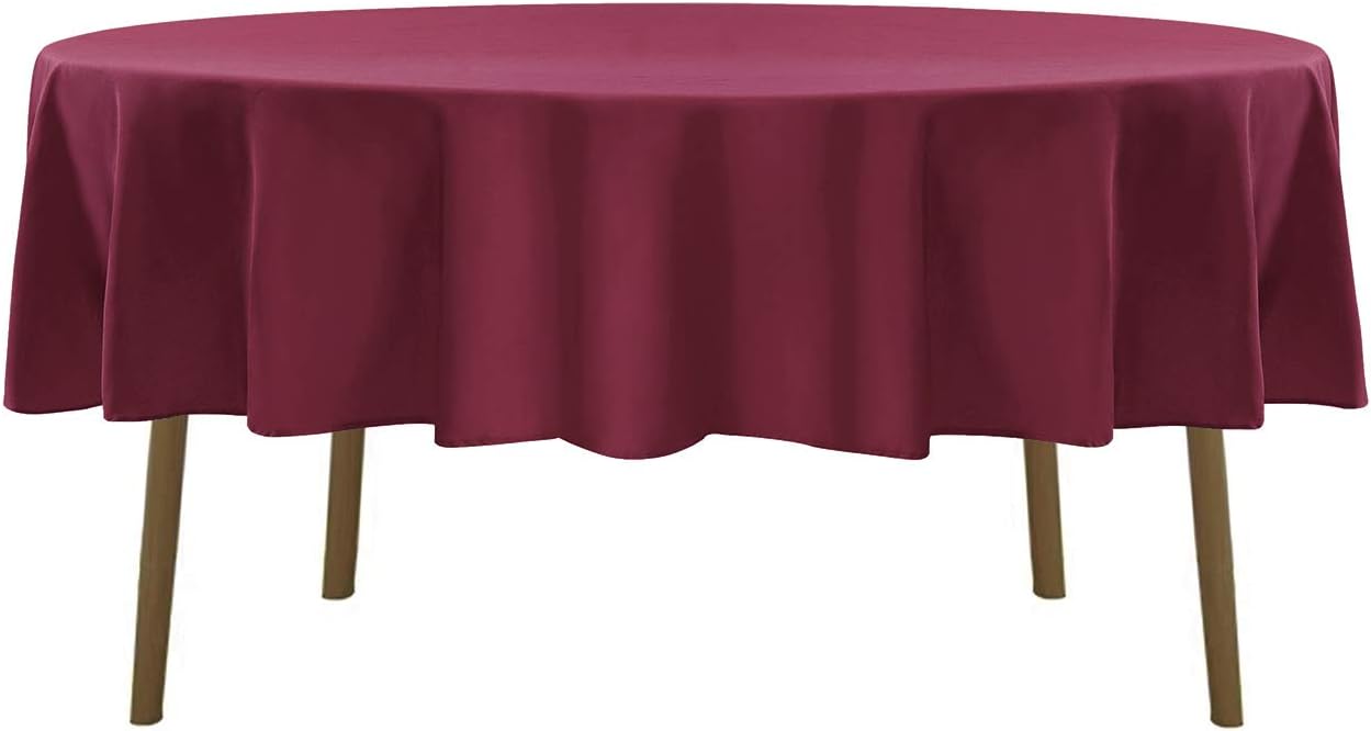 70 inch Round Tablecloth Washable Polyester Table Cloth Decorative Table Cover for Wedding Party Dining Banquet（70 inch,Burgundy）