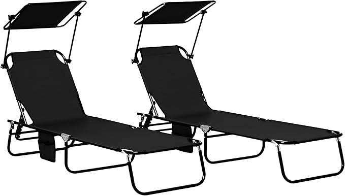 Outsunny Folding Chaise Lounge Pool Lounge Chairs Set of 2, Outdoor Sun Tanning by Outsunny