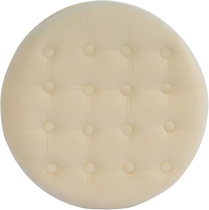 Homepop Home Decor | Upholstered Round Velvet Tufted Foot Rest Ottoman | Ottoman - Image 9