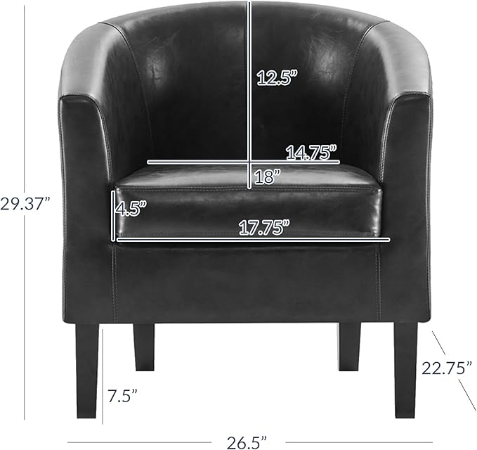 BELLEZE Accent Barrel Chair, Club Tub Sofa Corner Chair - Image 2