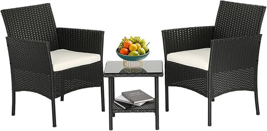 FDW Wicker Outdoor Furniture Patio Furniture Set of 3 Rattan Patio Chairs by FDW
