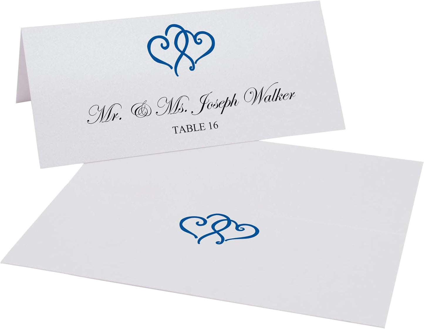 Linked Hearts Place Cards, Royal Blue (Choose Color), Set of 25, Pre-cut and Scored - Wedding, Party, Dinner, and Special Events - Made in the USA