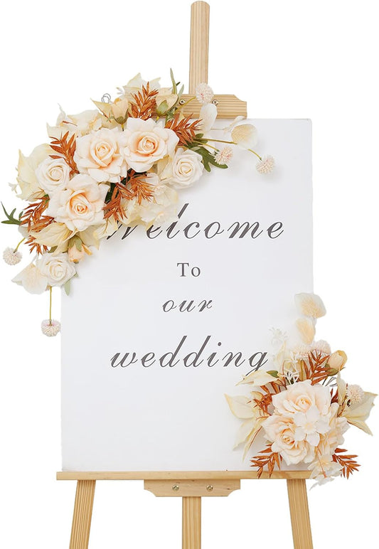 Pack of 2 Faux Flowers,Wedding Arch Flowers,Wisteria Hanging Flowers,Flower Garland Be Suited to Aisle Decorations for Wedding Ceremony(New Champagne)