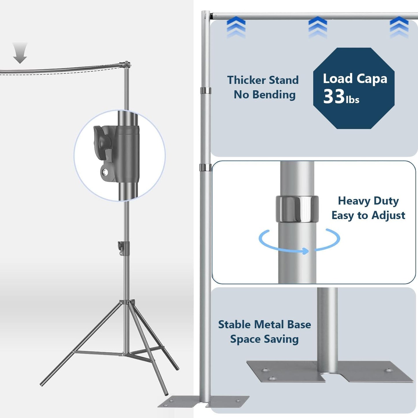 SLOW DOLPHIN 10x 8.6ft Pipe and Drap Backdrop Stand Kit,Heavy Duty Adjustable Frame Backdrop Stand for Event, Birthday Party, displays and Wedding Decoration