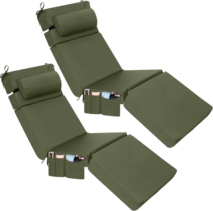 Wenqik 2 Pcs Outdoor Chaise Lounge Cushion by Wenqik