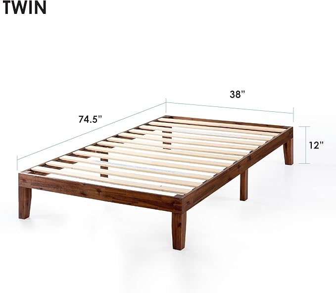 Mellow Naturalista Classic 12-Inch Solid Wood Platform Bed | Wooden Slats - Image 2